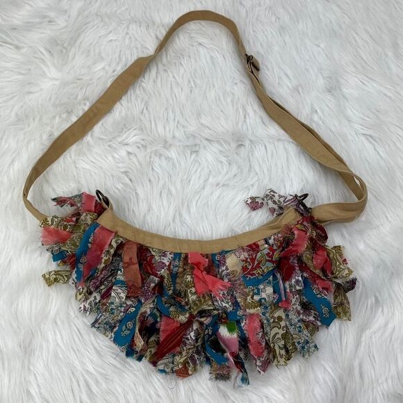 Silk Multiprint Ribbon Shoulder Bag - Picture 1 of 5